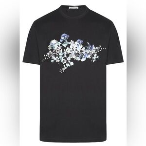 Men’s Size Small Givenchy Logo Print Floral Cotton T-shirt In Black/Multicolors